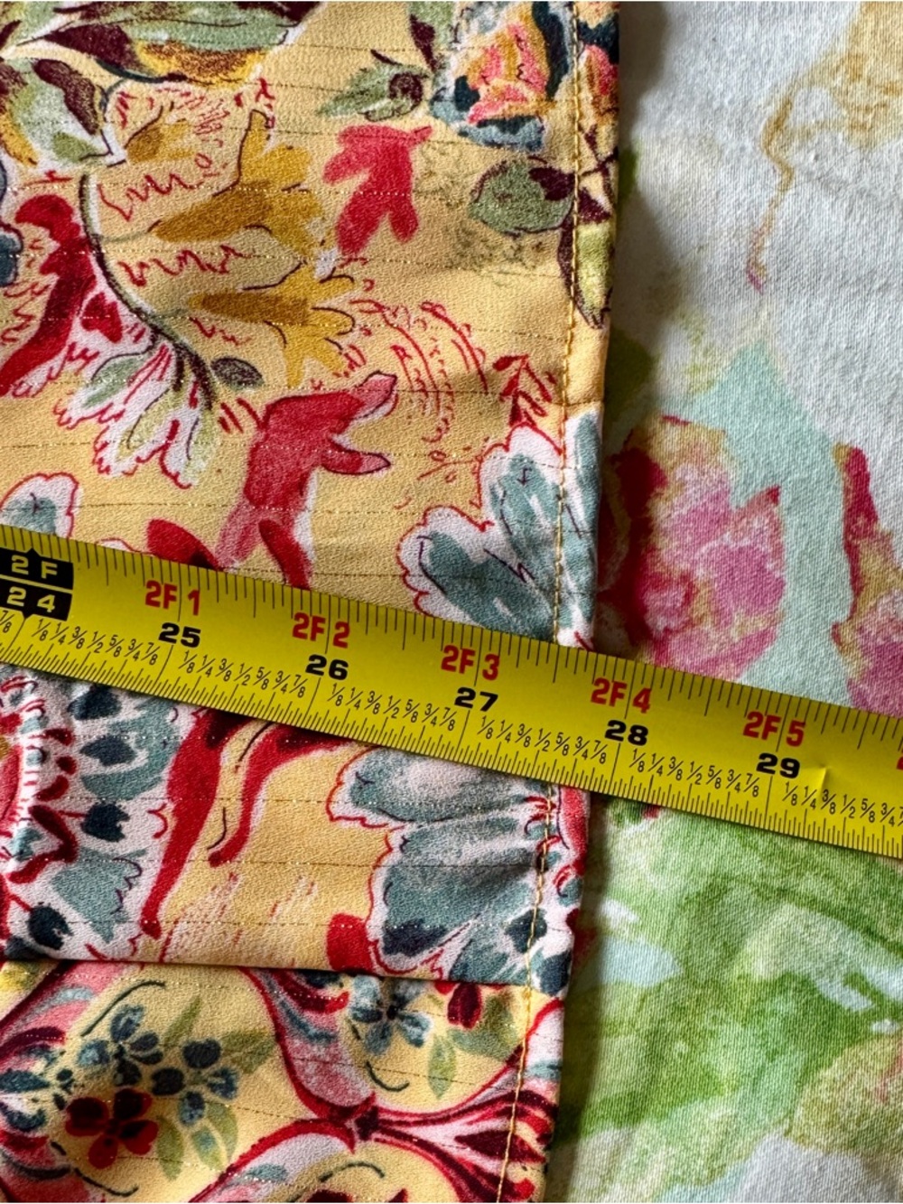 fig and flower Yellow Floral Boho Blouse with Red and Green Accents - Picture 7 of 7